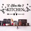 Kitchen Wall Decor Sticker Kitchen Quotes Bless This Kitchen Wall Decals Flower Art Removable DIY Vinyl Wall Stickers for Kitchen Dining Baking Room Bar Restaurant Home Decor.. 