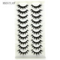 New 10 Pairs False Lashes 5D Faux Mink Lashes Fluffy Soft Volume Natural Eyelashes Cross Eyelashes Lashes Reusable Makeup Cils. 