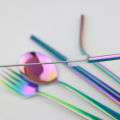8Pcs/set Tableware Reusable Travel Cutlery Set Camp Utensils Set with stainless steel Spoon Fork Chopsticks Straw Portable case.