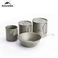 Naturehike 2026 New Titanium Cup Set Portable Storage Ultralight Large Tableware Set Outdoor Picnic Cooking Camping Bowl Pan. 