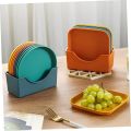 11-Piece Dining Collection with 10 Plates and a Unique Stand, Choose Between Round or Square, High-Quality Plastic (2). 