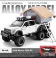 1:24 Ford Raptor F150 Camping RV Off Road Pickup Truck Alloy Metal Diecast Model Car Sound & Light Toys. 