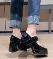 Retro Mary Jane Shoes Square Toe Japanese Style Jk Small Leather Shoes Women's High Heels Chunky Heel Single Strap Lolita Shoes. 