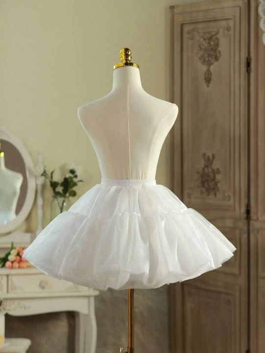 Women%20Girls%20Ruffled%20Short%20Petticoat%20With/No%20Hoop%20Solid%20Color%20Fluffy%20Bubble%20Tutu%20Skirt%20Puffy%20Half%20Slip%20Prom%20Crinoline%20Underskirt%20-%20Image%203