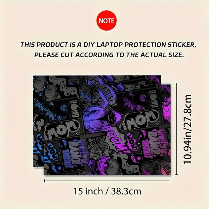 2-Pack%20Comic%20Neon%20Graffiti%20Pattern%20Laptop%20Art%20Decal%20Case,%20Universal%20Laptop%20Skin%20Sticker%20for%20Laptop%20-%20Image%202
