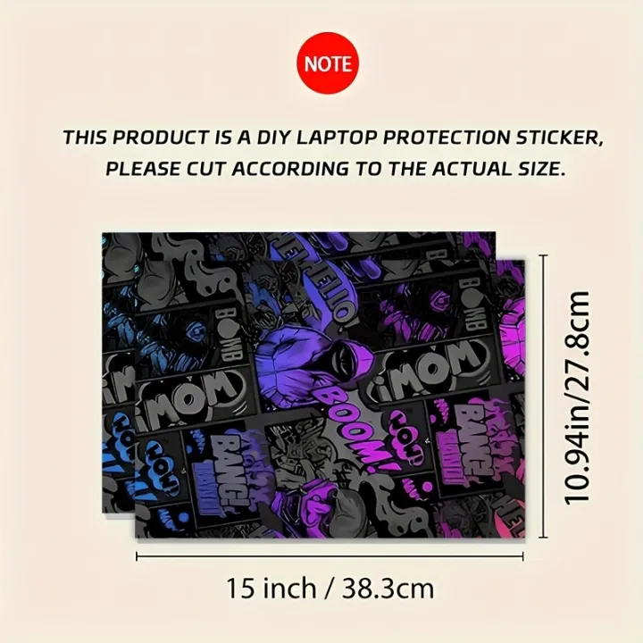 2-Pack%20Comic%20Neon%20Graffiti%20Pattern%20Laptop%20Art%20Decal%20Case,%20Universal%20Laptop%20Skin%20Sticker%20for%20Laptop%20-%20Image%202