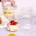 100PcsMultipurpose Dessert Cups with Lids 8oz Reusable Cupcake Container Clear Square Single Dessert Box Sealed Cake Storage Box. 
