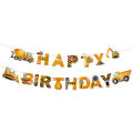 Construction happy Birthday Banner Tractor Truck Engineering vehicle pattern Garland Baby Boy One Year 1st Birthday Party Decor. 