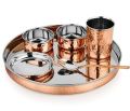Copper Steel Thali Set Set Of 6 Pieces. 