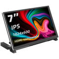 7 Inch Portable Display IPS LCD Capacitive Touch Screen 1024x600 Monitor Optional Speakers for Raspberry Pi 5 4B 3B+ Laptop PC.