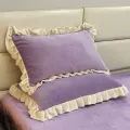 Lace  Thickened Milk Velvet Pillow Case Pair   Cozy Skin-friendly Dual-sided Pillowcase Single Person Pillow. 