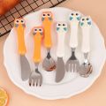 3pcs 304 Stainless Steel Children Knife Fork Spoon Kids Cutlery Set with Storage Box Cute Portable  Children's Feeding Utensils. 