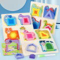 Montessori Animal Jigsaw Puzzle Hand Grasping Nesting Board Wooden Shape Sorting Puzzle Sensory Toys Learning Educational Toys. 