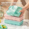 Ice Cube Trays for Freezer 4-compartment container with lid - Mini Ice Cube Trays with Lid & Easy-Release Silicone Bottom, Stackable Small Ice Cube Molds for Mini Fridge/Travel/Dorm Freezer.