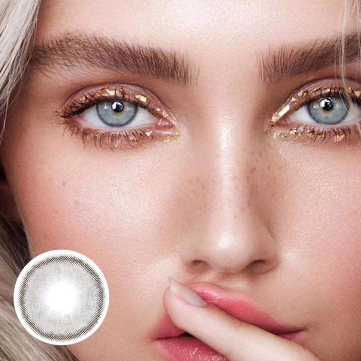 Color Name: Russian Grey, Soft Colored Contact Lenses / Colored Lenses / Eye Lenses / Fashion Lenses, Fine Quality, No Irritation, No Redness, Yearly Lenses With Starter Kit