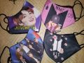 Pack of 4 Bts Mask with Bts logo,name,pics of BTS members Namjoon, Jin, Suga, J-Hope, Jimin, Taehyung, Jungkook. 