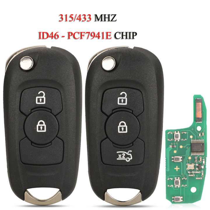 jingyuqin Remote Flip Smart Car Key For Opel Vauxhall Astra K Buick Verano Excelle GT 2/3Buttons 315/434MHZ ID46 PCF7941E Chip