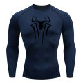 Spider Print Long Sleeve Compression Shirts for Men Gym Workout Rash Guard Undershirts Baselayers Athletic Quick Dry Tees Tops.