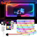 12V Smart Tuya WIFI Light COB RGBIC LED Strip Ambinet Decor Dream Color Flow Water Addressable Immersive Gaming Atmosphere Light lightify. 