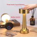 Golden LED Desk Lamp with Touch Sensor - 3 Light Modes, Dimmable, and USB Rechargeable. 