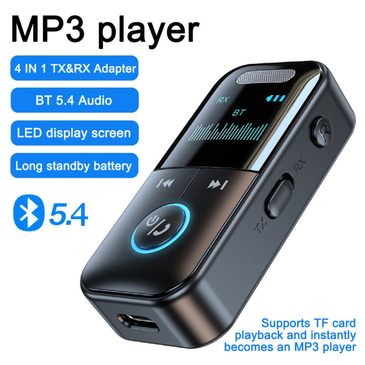 LED bluetooth 5.4 Adapter Transmitter Receiver Wireless Audio 3.5mm AUX Music MP3 Player Supports TF Card For Speaker Headphone