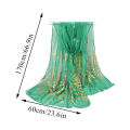 170cm*60cm Peacock Bronzing Scarf Elegant Thin Breathable ShawlWomen Sunscreen Windproof Head Wrap Travel Beach Towel. 