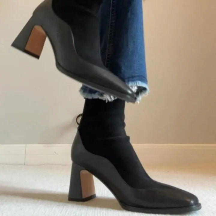 Spliced%20%E2%80%8B%E2%80%8Bsquare%20Head%20High-end%20Chelsea%20Boots%20Women%202025%20Autumn%20New%20French%20Style%20with%20Skirt%20Lightweight%20Thick%20Heel%20Short%20Boots%20-%20Image%206
