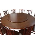 12-Seater Wooden Round Dining Table With Revolving Top - Dark Walnut. 