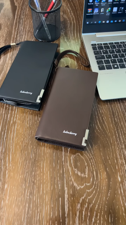 PU Leather Balebaily Long Wallet – Card Slots, Zippered Phone Compartment, ID Window, and Dual Ticket Pockets