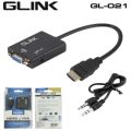 Glink GL-021 HDMI to VGA converter cable with audio connector converter adapter with 3.5mm audio port. 