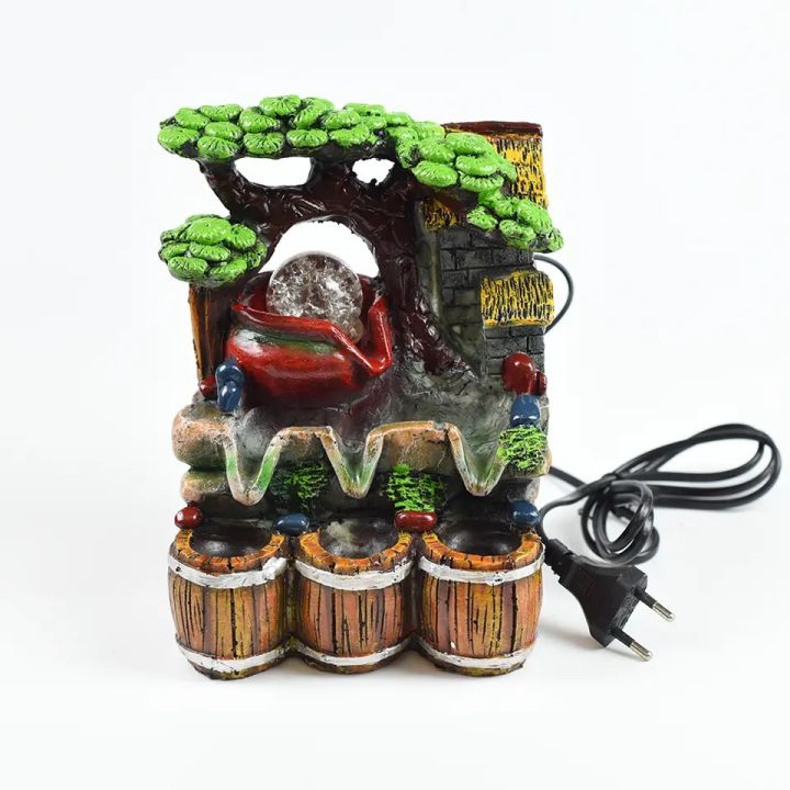 Wealth Feng Shui Office Tabletop Ornaments Flowing Water Waterfall Fountain With Color Changing LED Lights Home Decor