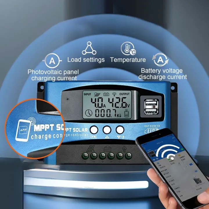 40A%20100A%20MPPT%20Solar%20Charge%20Controller%20APP%20Bluetooth%20LCD%20Display%2012V/24V%20Dual%20USB%20Solar%20Cell%20Panel%20Charger%20Regulator%20-%20Image%203