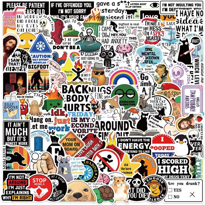 100Pcs%20Cartoon%20Snarky%20MEME%20Stickers%20Decals%20For%20Phone%20Scrapbook%20Skateboard%20Suitcase%20Refrigerator%20Graffiti%20Aesthetic%20Stickers%20-%20Image%202