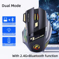Wireless Gaming Mouse USB IMICE GW-X7 3200DPI Dual Mode Rechargeable 7 Keys 2.4Ghz Silent Mouse Bluetooth 7-color Breathing LED. 