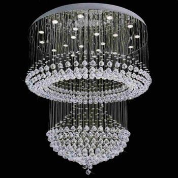 Chandelier Luxury Round Crystal Rain Drop Pendant Light Fixture for Living Room Bedroom (3 feet plait ×5feet Hight) Chandler's