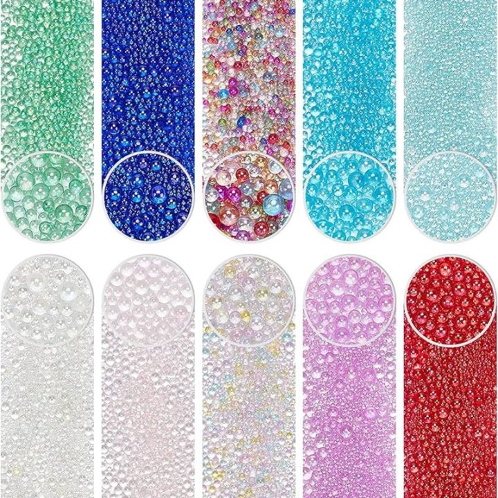 200g 0.4~3mm Colorful Glass Bubble Beads No Hole Micro Beads UV Resin Bubble Beads Iridescent Water Droplets Bubble Beads Tiny