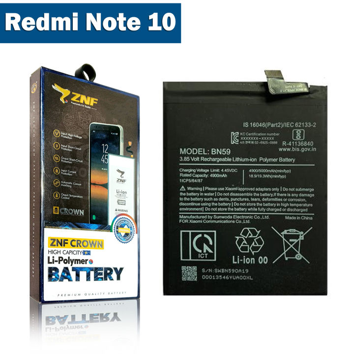 Xiaomi Redmi Note 10 Battery Replacement ZNF Original High Capacity 5000mAh BN59 For Redmi Note 10