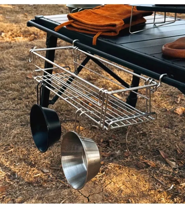 Outdoor Aluminum Table Side Storage Rack Hanging Mesh IGT Table ...