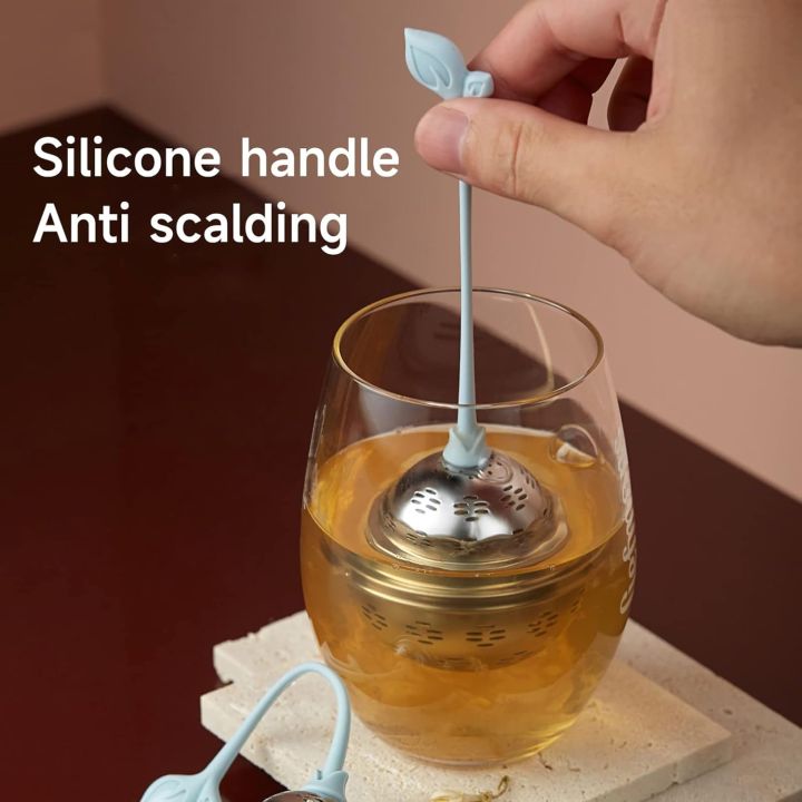 Tea Strainer with Silicone Handle - Perfect for Loose Tea! Robust Stainless Steel Tea Filter with Fine Mesh and Practical Tea Infuser Design