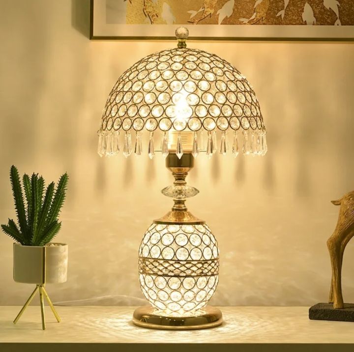 Crystal Lamp Bedroom Light Luxury Romantic European Home Warm Wedding Simple Modern Creative Wedding Room Bedside Lamp