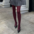 Vintage Red Women's Pantyhose Spring Autumn Super Elastic Y2k Slim Fit Candy Colored Tights Stockings for Females. 