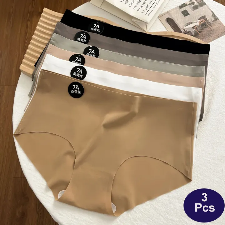 3PCS/Set Women Panties Slip Silk Seamless Briefs For Women Female Underwear Soft Thin Light Panty Culotte Femme Underpants M-XL