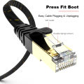 ROVLL CAT7 Ethernet Cable Flat Lan Cable STP Round RJ45 Network Cable Cat 7 Internet Cord 10Gbps Braided Patch Cord.