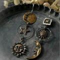 Greek Mythology Face Sun Moon Pendant Creative Design Women's Asymmetric Personality Pendant Earrings Party  Custom Jewelry. 