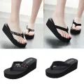 Women'S Fashionable And Casual Non-Slip Wedge Beach Shoes And Slippers Shoes 2024 Ladies' Thick Soled Trendy Flip Flops. 