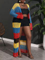 Plus Size Transparent Crochet Cardigan Dress Women's Summer Fashion Beach Cover-Up Holiday Seaside Attire Vacation Wear. 