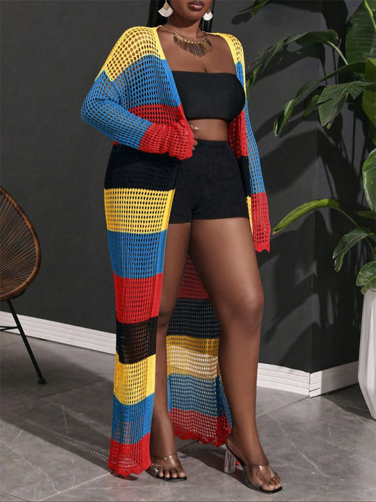 Plus%20Size%20Transparent%20Crochet%20Cardigan%20Dress%20Women's%20Summer%20Fashion%20Beach%20Cover-Up%20Holiday%20Seaside%20Attire%20Vacation%20Wear%20-%20Image%206