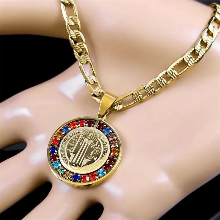 Colorful%20Crystal%20Saint%20Benedict%20Medal%20Necklace%20Women%20Men%20Stainless%20Steel%20Gold%20Color%20Chain%20Necklaces%20Jewelry%20San%20Benito%20N8391S05%20-%20Image%205
