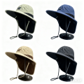 Unisex Summer Wide Brim Waterproof and Quick-drying Panama Caps Outdoor Visor Bucket Hats Mesh Breathable Sun Hat with Neck Flap.