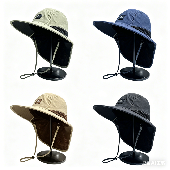 Unisex Summer Wide Brim Waterproof and Quick-drying Panama Caps Outdoor Visor Bucket Hats Mesh Breathable Sun Hat with Neck Flap